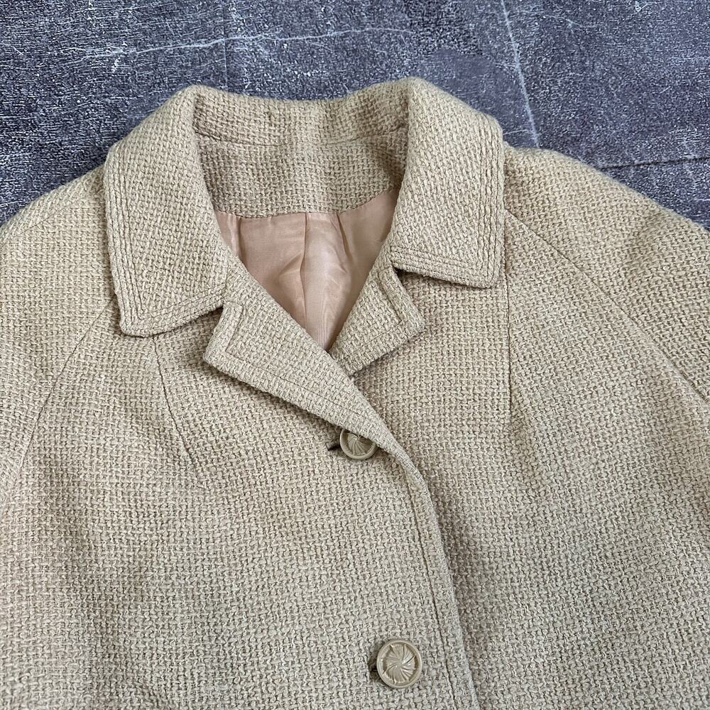 Women's Vintage 50's Brentshire Cream White Button Up Duster Coat Jacket Sz XL - Picture 4 of 7
